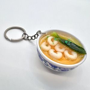 Shrimp Pho Bowl Keychain - Asian Inspired Accessories - Kawaii Keychains
